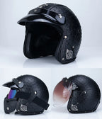 Casco Certificado Retro Abierto para Moto - Estilo Clásico Vintage, Certificado DOT, Ideal para Verano