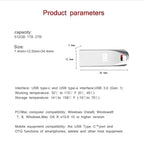 USB 2 TERABYTE Metal  3.0 Flash Drives High Speed Pendrive 1TB 512GB Usb Drive Portable SSD Memoria Usb Flash Disk TYPE-C Adapter