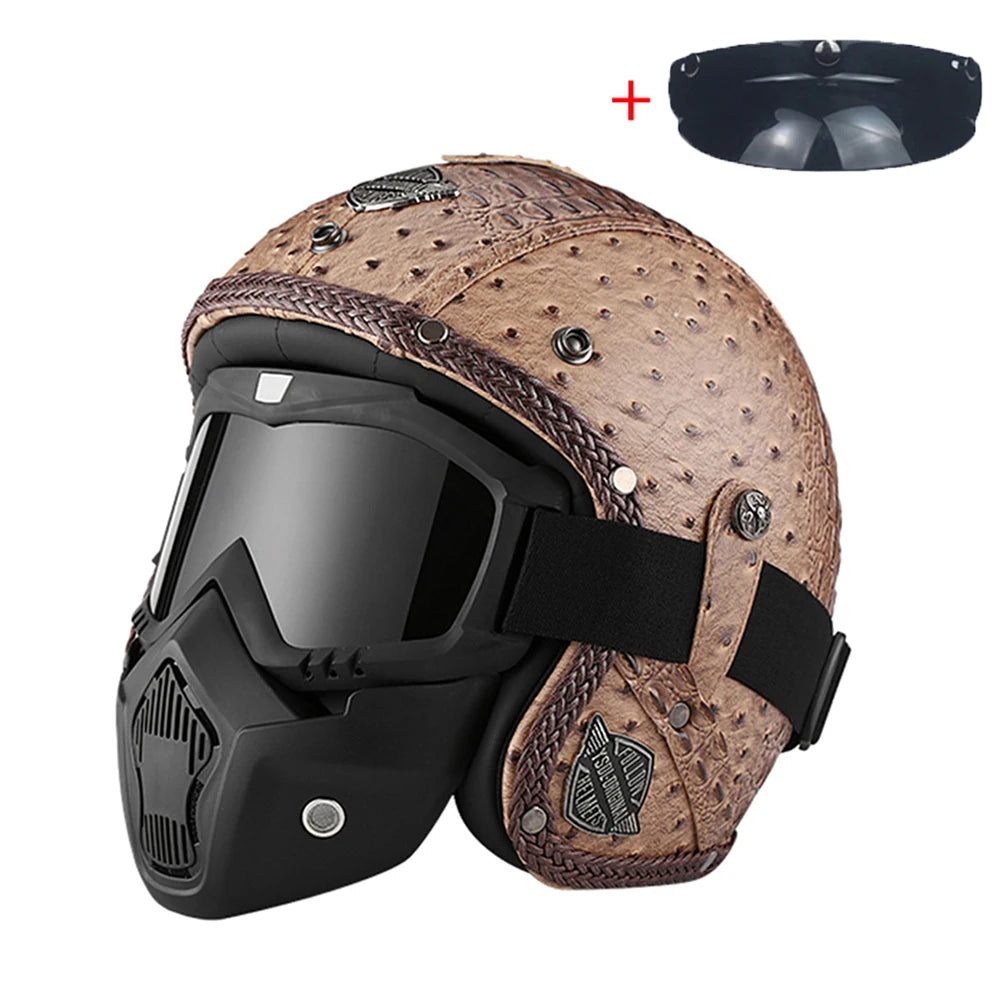 Casco Certificado Retro Abierto para Moto - Estilo Clásico Vintage, Certificado DOT, Ideal para Verano