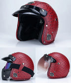 Casco Certificado Retro Abierto para Moto - Estilo Clásico Vintage, Certificado DOT, Ideal para Verano