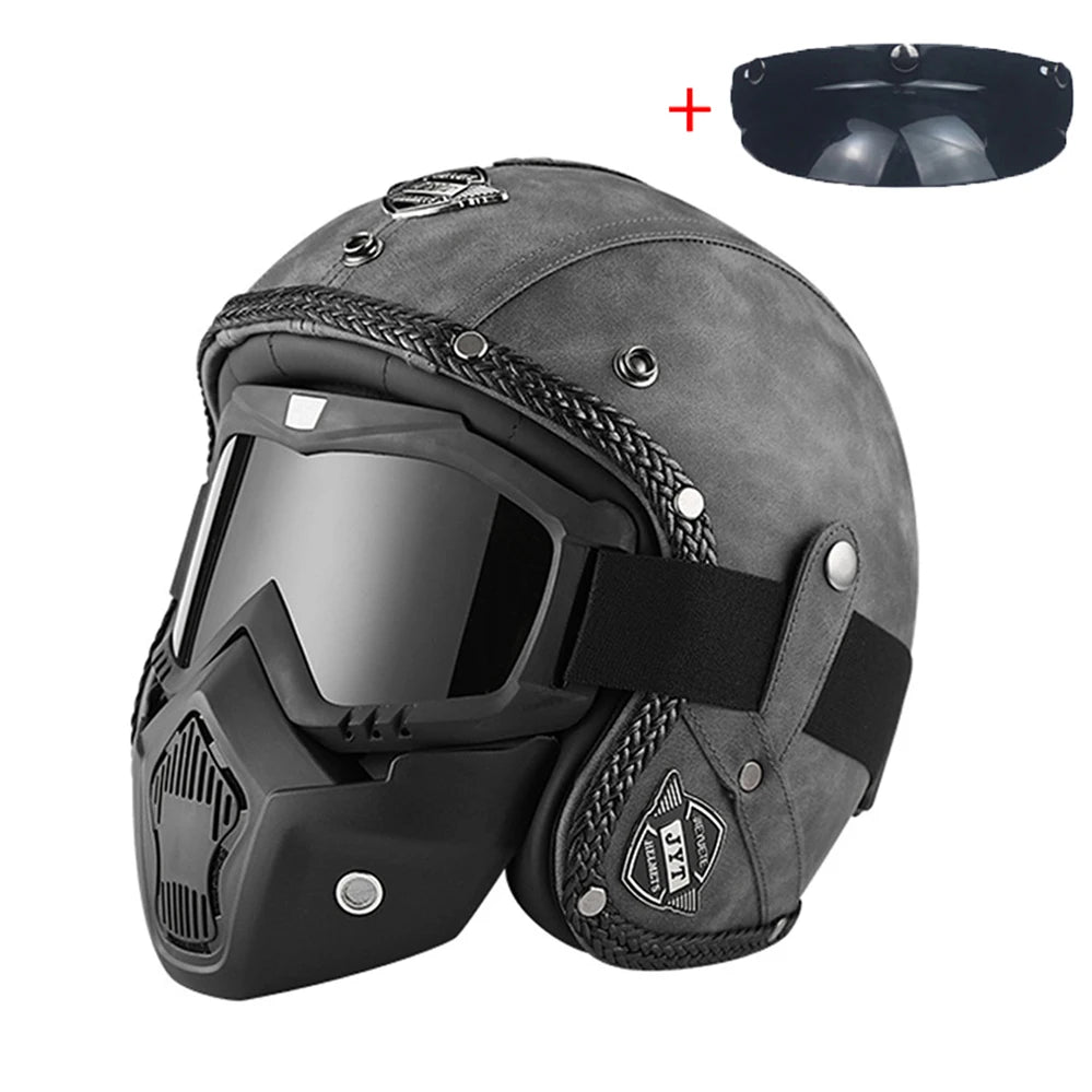 Casco Certificado Retro Abierto para Moto - Estilo Clásico Vintage, Certificado DOT, Ideal para Verano