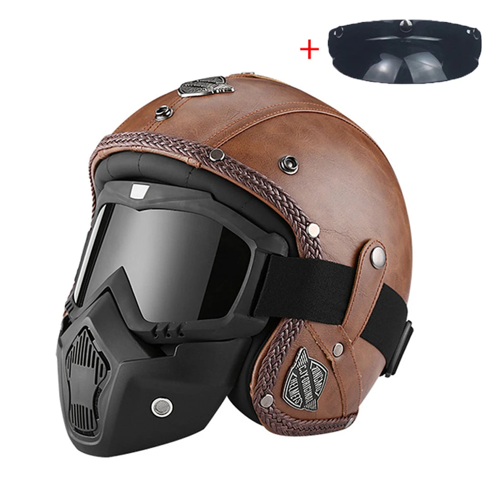 Casco Certificado Retro Abierto para Moto - Estilo Clásico Vintage, Certificado DOT, Ideal para Verano